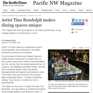 Artist Tina Randolph makes dining spaces unique